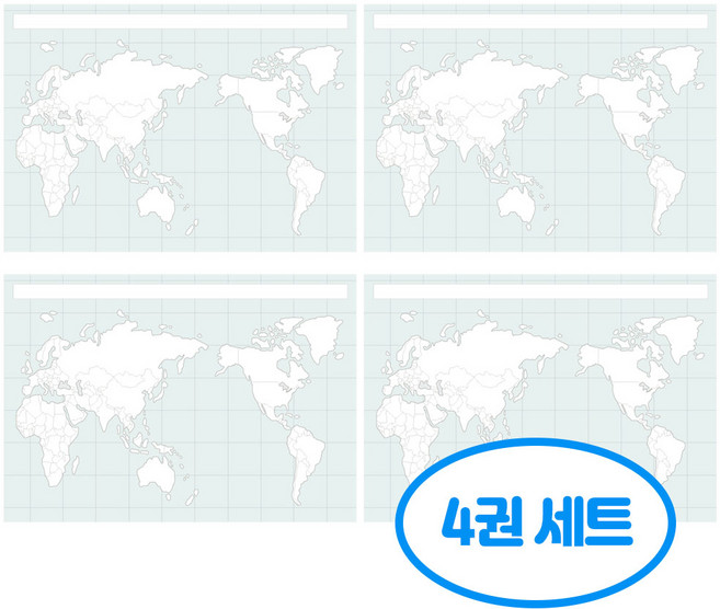 혼자공부 지도 메모 패드 50매 4권세트, 4개, 세계지도