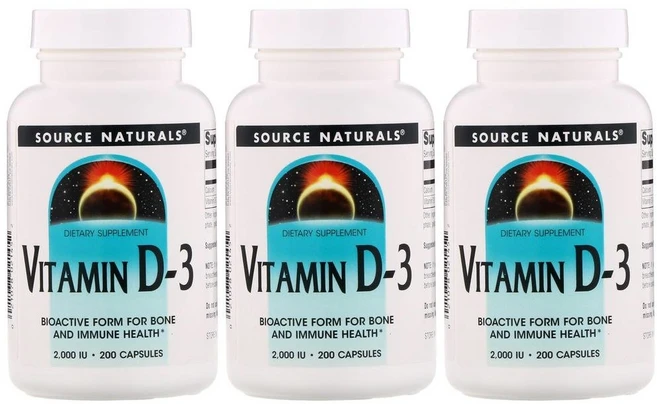Source Naturals 소스 내추럴스 비타민 D-3 2000IU, 3개, 200정 - 쿠팡