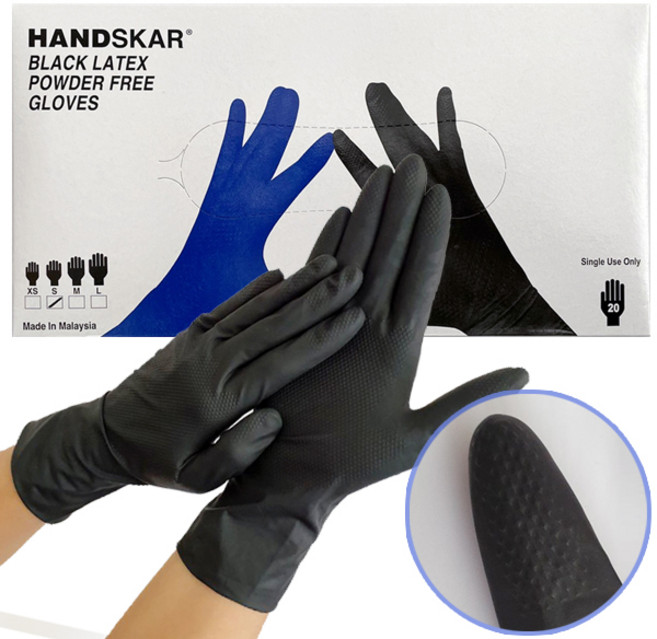 HANDSKAR 블랙라텍스 양면 미용장갑 (10켤레/20개입), 1개