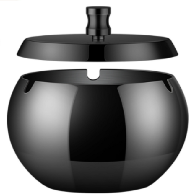 비오엠 냄새차단 스테인리스 재떨이 대형, 1개, 블랙