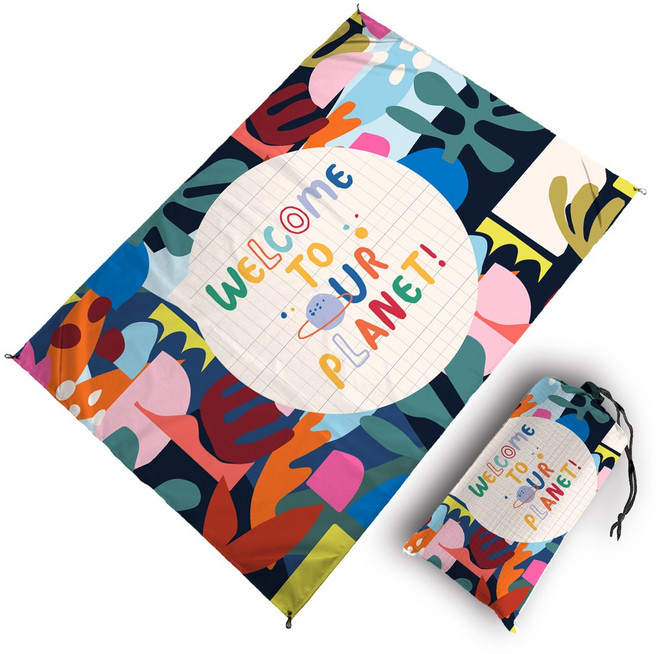 星攀戶外 野餐墊 防水地布, 趣味卡通(welcome地球),200*210cm