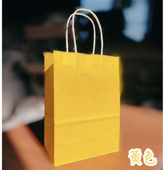 牛皮紙袋 手提紙袋 包裝袋 禮品袋, 黃色,横版大 長32*寬11*高25, 1個