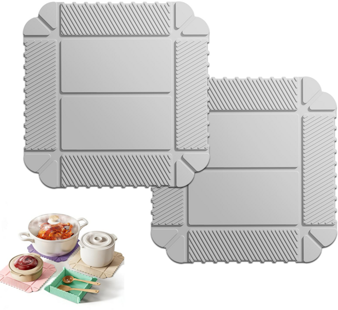 Upwardly접이식 실리콘 매트 / 내열 식탁 방열 패드 / 접이 주방 실리콘 매트, 1개, 21.5cm*21.5cm, 회색