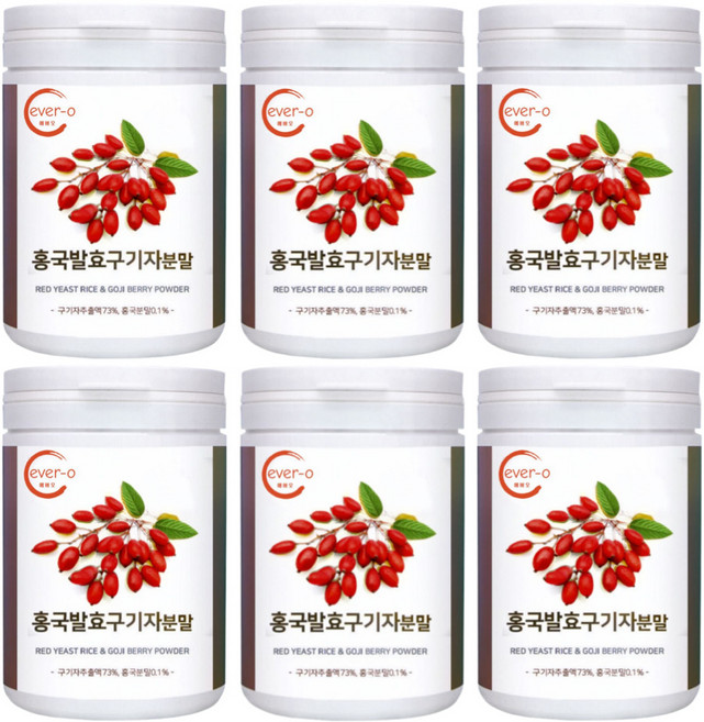 에버오 홍국 흥국 발효 구기자 분말 가루 국산, 6개, 100g