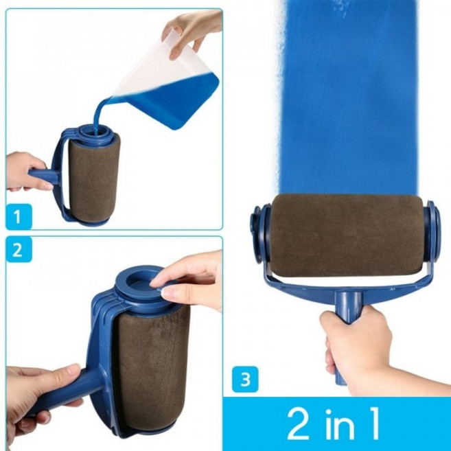 아이베란다 2in1 페인트롤러 수성 로라 페인트 스폰지 브러쉬 도구, 1개