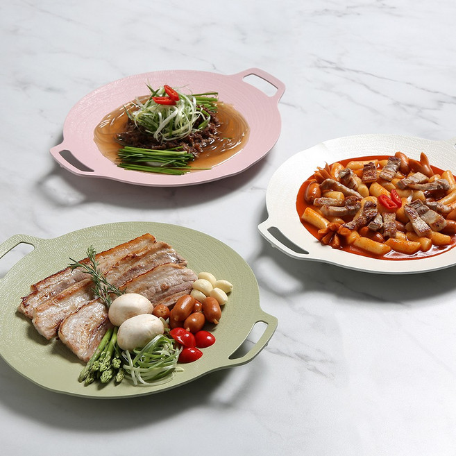 셰프라인 세라믹 캠핑 그리들팬 솥뚜껑 캠핑불판 구이판, 1개, 핑크 29cm