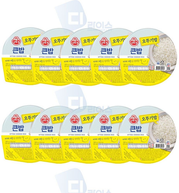 맛있는 오뚜기밥 큰밥 300g 10개 즉석밥 흰쌀밥 공기밥 밥한그룻 간편밥 lan+83691Qr, 1g, 1개