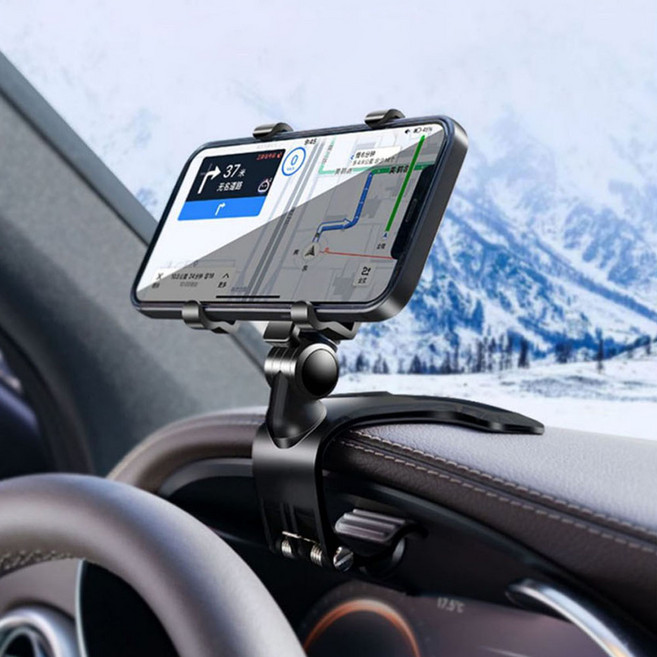 높이조절가능한 차량용핸드폰거치대 대쉬보드계기판 정면형 휴대폰거치대 메리해피인, 블랙, 1개