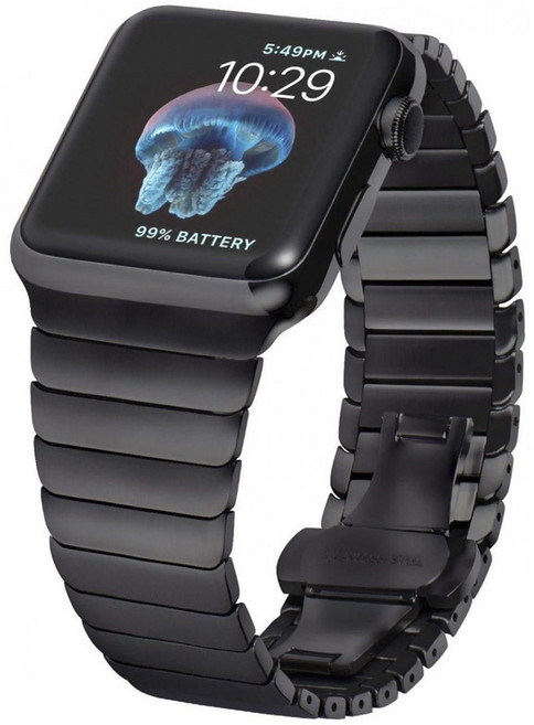 BuGeum 애플워치 스트랩 슬림형 메탈 스테인리스, 1개, 블랙