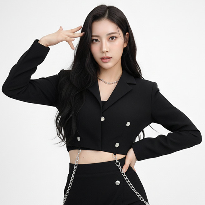 마야 체인 크롭 자켓