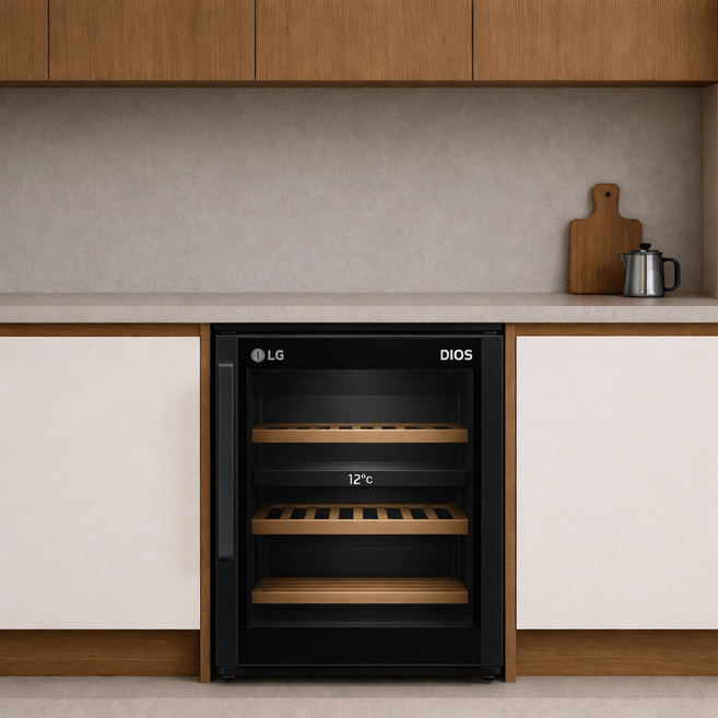 LG 매립형 빌트인 와인셀러 RW432JKX 135L(최대43병) 와인냉장고 웨스턴블랙/원목선반