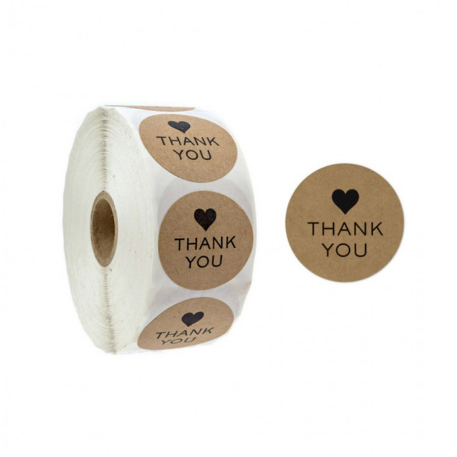 블랙 하트 브라운 땡큐스티커 대용량 500pcs 다꾸, 1개