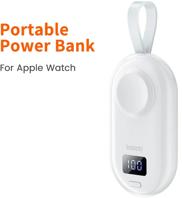 Toocki 워치 7 SE 디스플레이용 휴대용 무선 충전기 워치 시리즈 7 SE 6 5 4 용 충전 독 스테이션 2500mAh, 01 Whitte, 1개