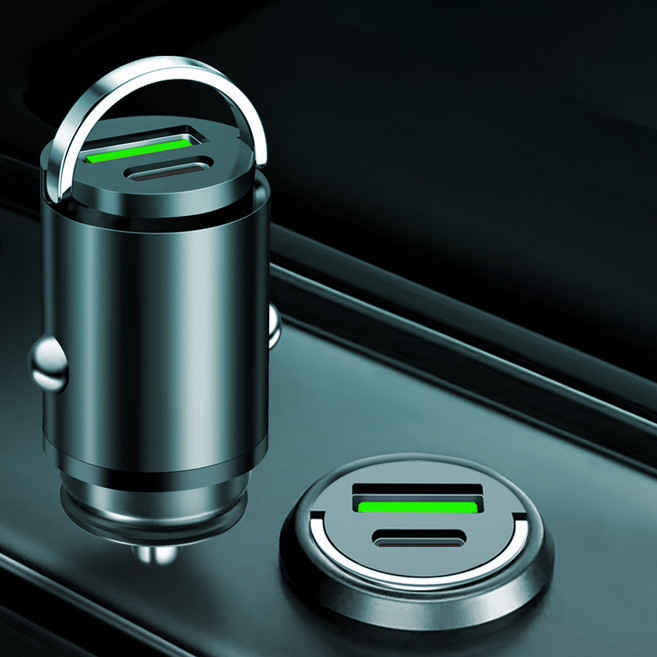 YAFAN 미니 스텔스 듀얼 고속 차량용 충전기, USB+USB