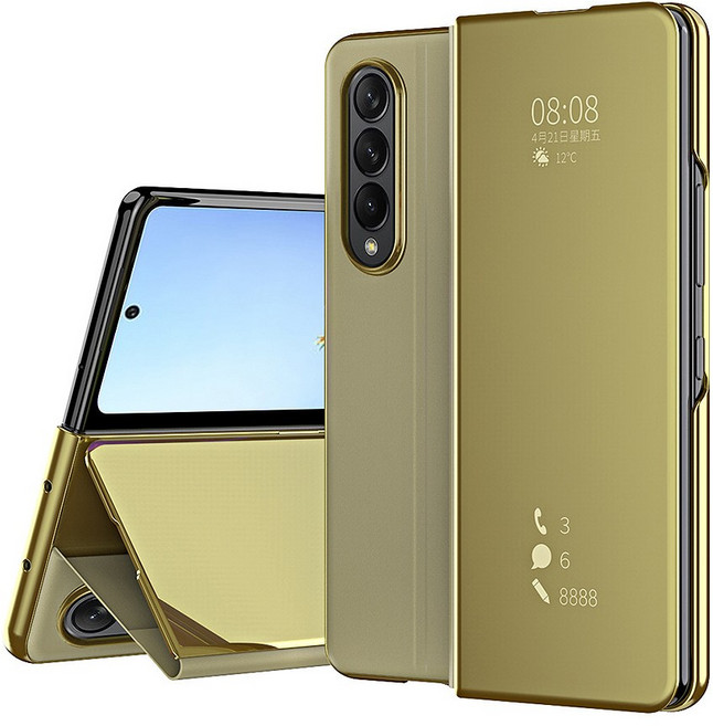 갤럭시 Z폴드 7 6 5 블링 유광 클리어 뷰 6가지 컬러 미러 각도조절 거치대 플립 가죽 백커버 지폴드 제트폴드 폴더 케이스