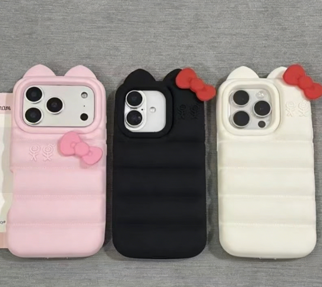 귀여운 고양이 귀 푸퍼 키티 아이폰16/17 낙하방지 소프트 실리콘케이스