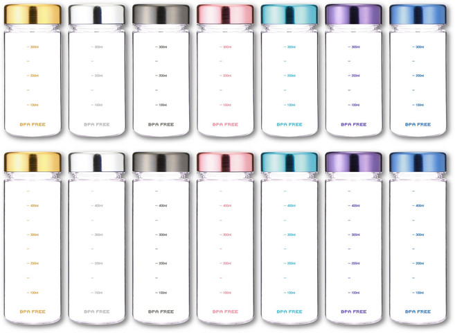 눈금 마이보틀 컬러메탈캡 트라이탄 물병, 실버 500ml, 1개