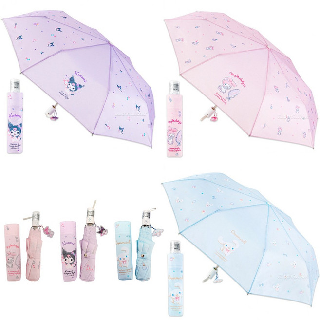 산리오 초등학생 3단 접이식 완전 자동 우산 시나모롤 쿠로미 마이멜로디