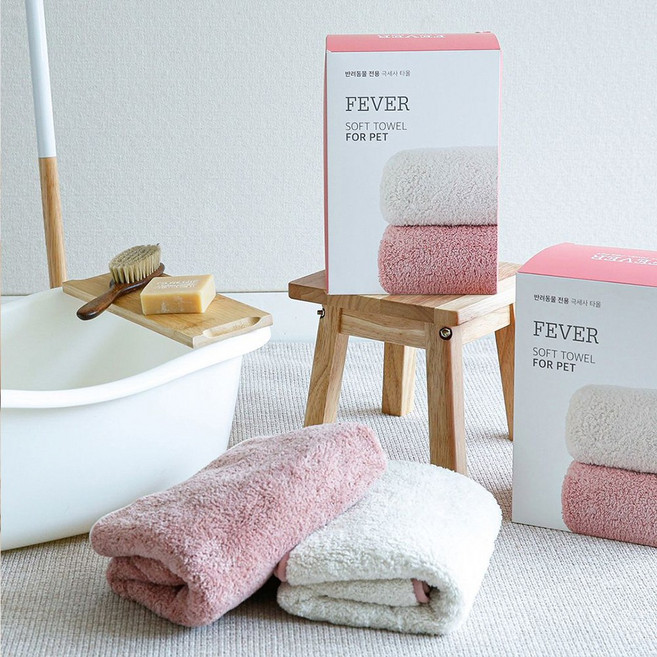 피버 소프트 펫타올 핑크+아이보리, 1개