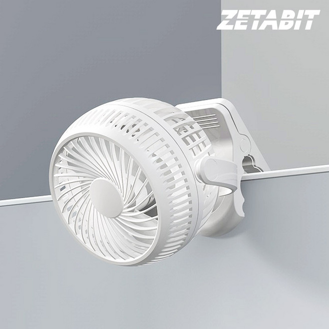 위니워니 무선 휴대용 손선풍기 집게형, 화이트, ZETABIT