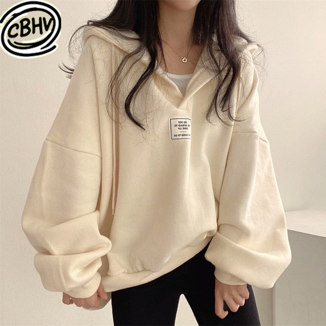 CBHV 여성 오버핏 후드티 캐주얼 오버핏 맨투맨 모자 트레이닝