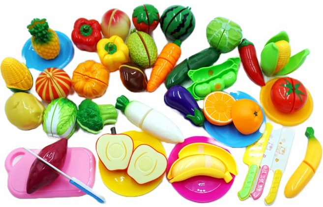 쌍용완구 new 싹뚝 요리 썰기 자르기 소꿉 역할 놀이 선물 세트, B형 (과일 야채 38종), 1개