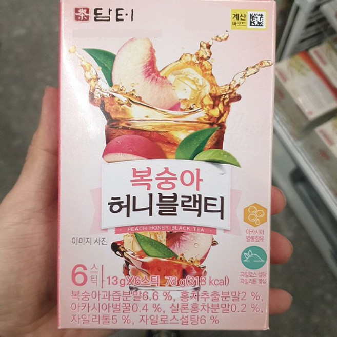 담터 복숭아 허니블랙티, 6개입, 1개, 13g