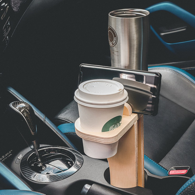 생활더하기 차량용 감성 자작나무 컵홀더 자동차 우드 멀티 컵홀더 냉온 차량컵홀더 트레이, 1개