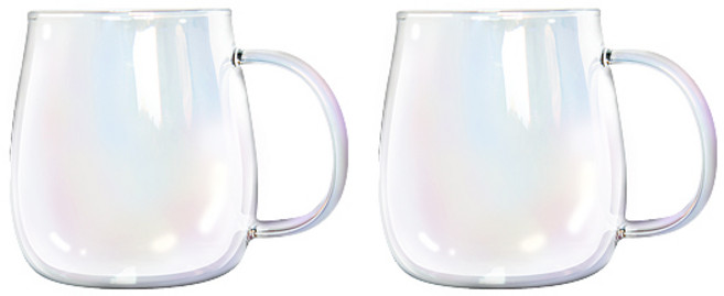 오로라 내열머그컵 600ml 2p 예쁜 머그컵 내열유리컵, 2개