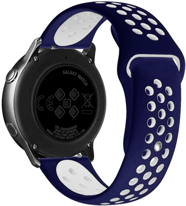 베어워크 갤럭시워치 호환 실리콘 투톤 스포츠 밴드 스트랩 20mm, 네이비화이트, 1개
