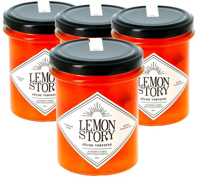 프랑스 레몬스토리 Lemon Story Pêche verveine 버베나 복숭아잼 220g, 4개