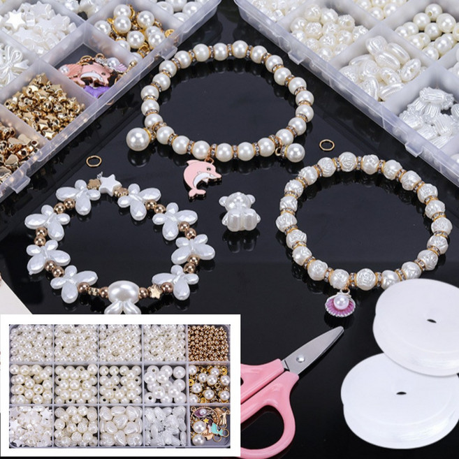 뮤젠트 핸드메이드 진주 펄 비즈 공예 키트 팔찌만들기, 1개, 혼합색상