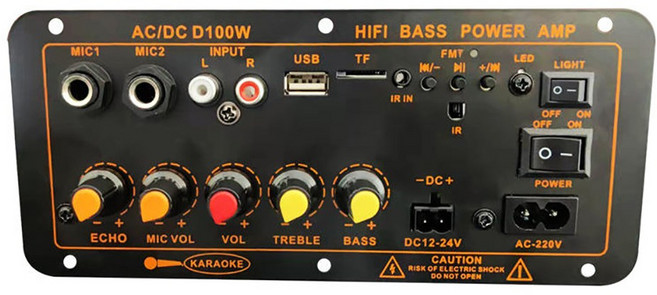 호환 블루투스 5.0 오디오 앰프 보드 듀얼 마이크 서브우퍼 모듈 HIFI 스테레오 파워 D300 DC12V 24V 1CH 6, 02 D100 200W Amplifier_02 US, 1개