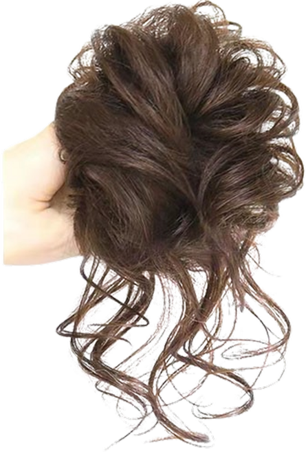 사랑받는U여자 사랑스러운 펌 똥머리 가발 밴드, 1개, 라이트 브라운