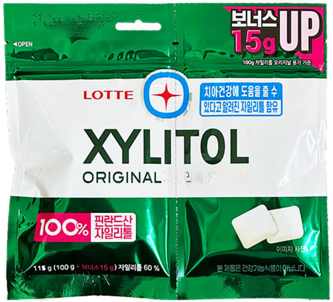 롯데 자일리톨 오리지날 115g 식품 > 스낵/간식 초콜릿/사탕/젤리/껌 일반껌, 1세트