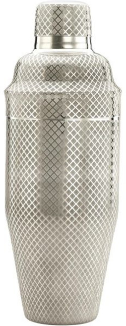 바플라이 3피스 다이아몬드 격자 에칭 일본 칵테일 셰이커 세트(24온스/700ml) 골드 도금, Stainless, Stainless