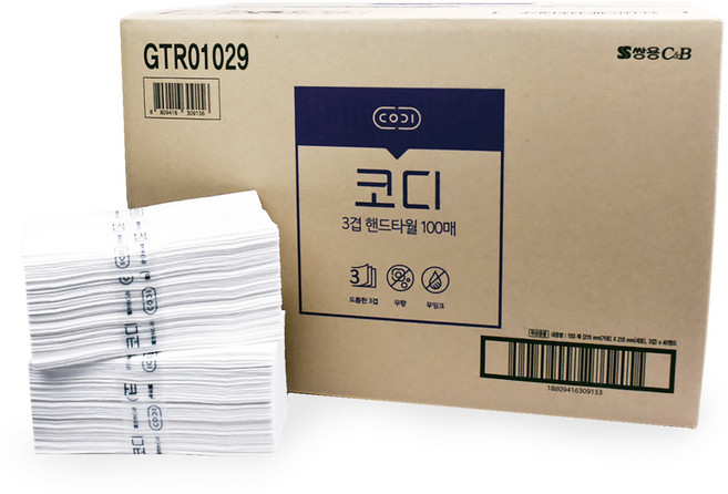 코디 핸드타올 3겹 100매 40밴드 4000매, 100개입, 40개