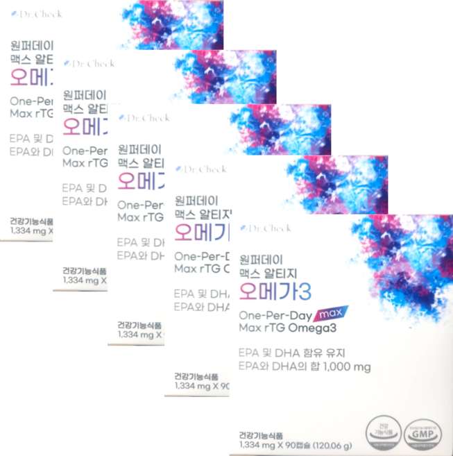 닥터체크 원퍼데이 맥스 알티지 오메가3 1334mg x 90캡슐 x 5박스 15개월분, 90정