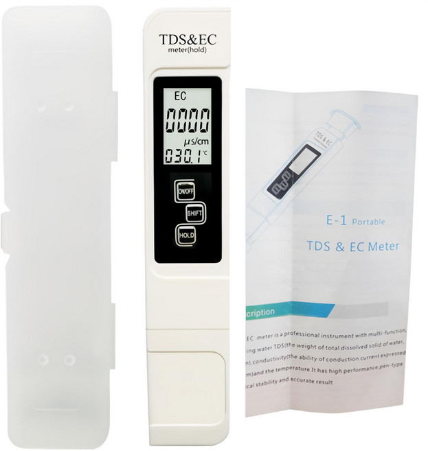 TDS & EC 三合一水質檢測筆 溫度計 電導率測試儀 大螢幕顯示 攜帶方便, TDS三合一測試筆, 1個