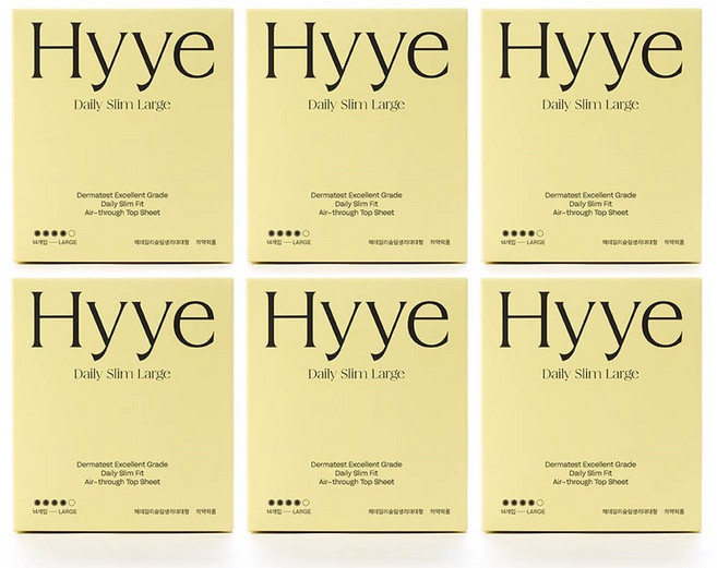 혜 데일리슬림 생리대, 대형, 14개입, 6개