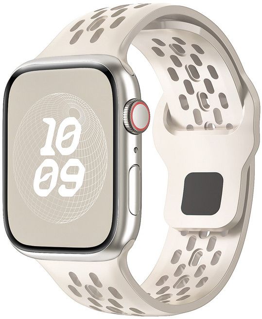 애플워치 호환 멀티타공 소프트 실리콘 루프 스트랩 11 10 9 8 7 6 5 4 3 울트라2/3 SE2 3, 스타라이트