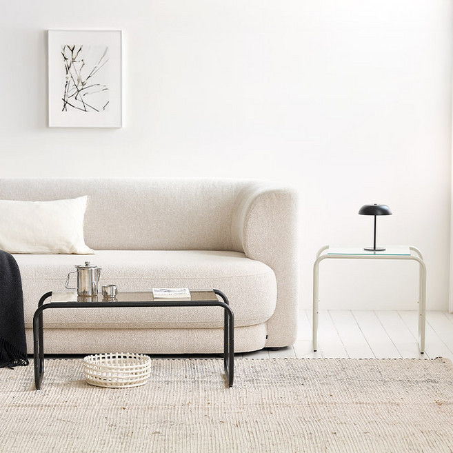 룸앤홈 클라로 유리 테이블 소파 거실 침대 침실 협탁 철제 테이블, 클라로유리테이블800(화이트)