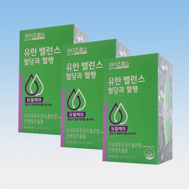 유한 밸런스 혈당과 혈행 은행잎추출물 미숙여주주정추출분말 90포 3박스 3개월분, 30정