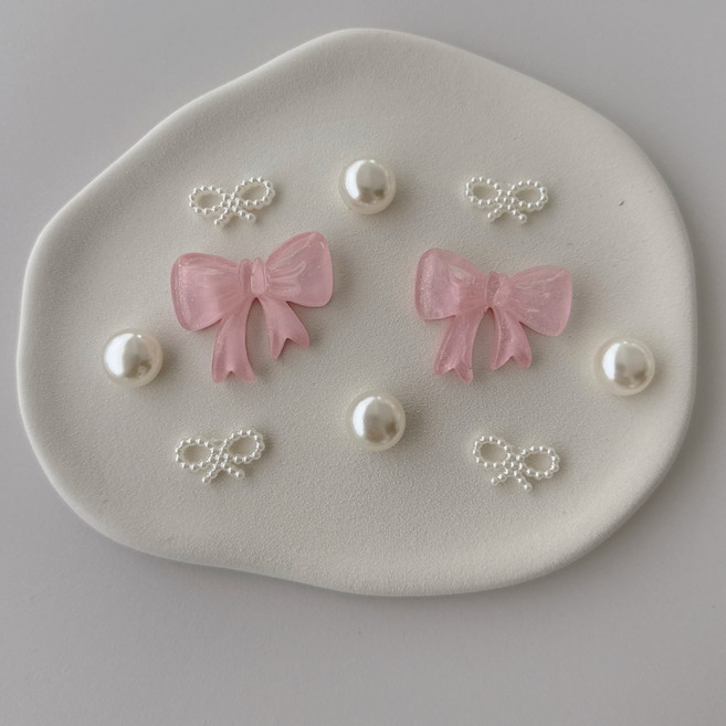 핑크리본펄 10ps 신발 파츠 꾸미기 세트