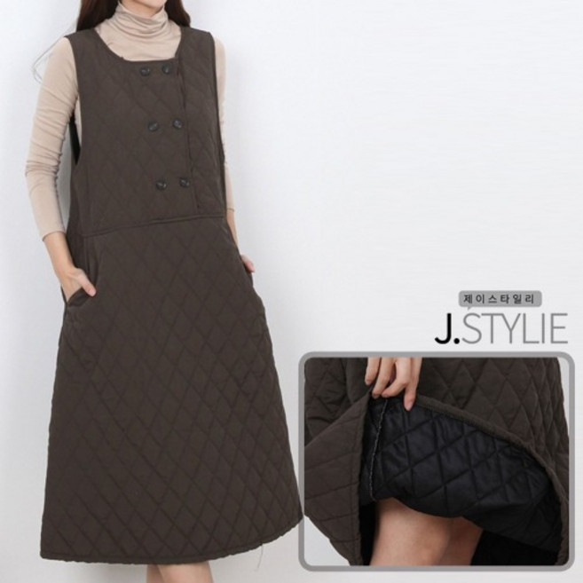 제이스타일리 도레미 누빔 패딩 A라인 롱 겨울 원피스제이스타일리