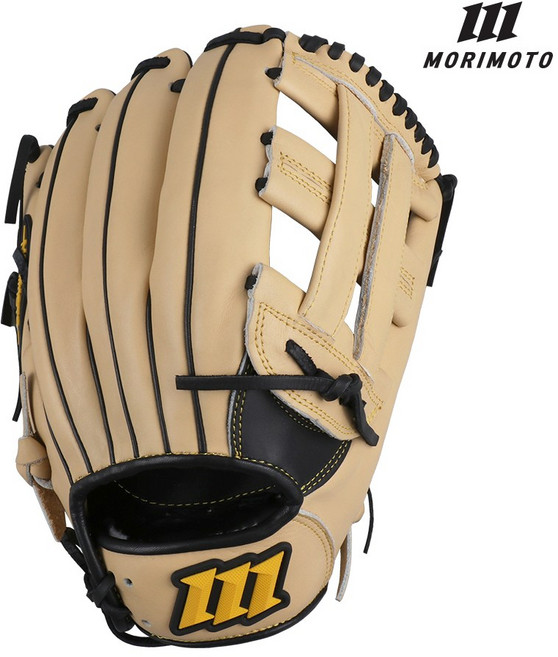 모리모토 JPN 내야 외야 올라운드 글러브 3등급 마이너 모델 스티어하이드 우투, 1개, 블랙/크림