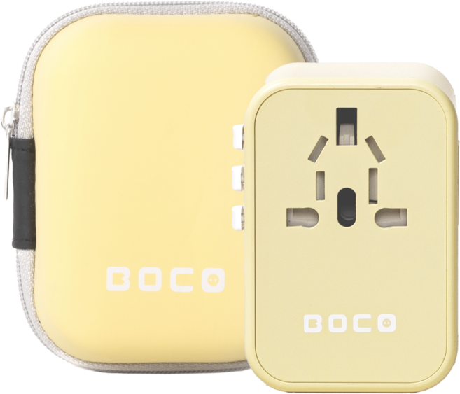 보코 5포트 C타입 초고속충전 PD35W 해외 여행용 멀티어댑터, 옐로우, 1개