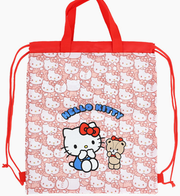헬로키티 와글와글 보조가방 키티얼굴 다양한패턴 레드 조리개