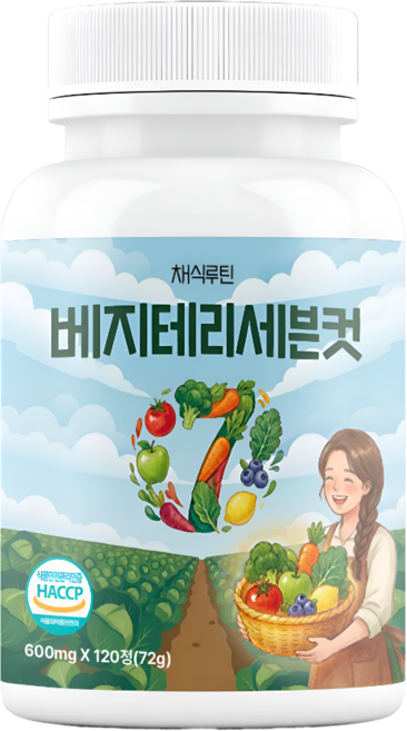 채식루틴 베지테리세븐컷 식이섬유4종 알파CD 28종 과일야채 혼합, 120정, 1개