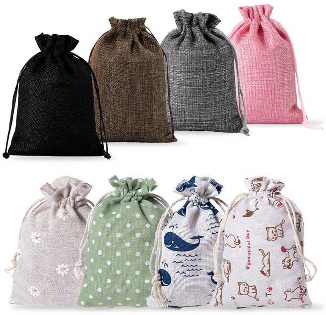 린넨 마사천 향 주머니 복주머니 10개입, 10장, 연브라운